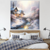 Charmante winterdag landschapskunst canvas afdruk (Insitu (Slaapkamer))