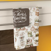 Charmante winterscène met vogels en geschenken theedoek