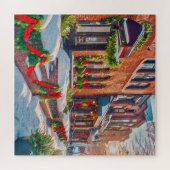 Charmante wintervakantiescene legpuzzel (Horizontaal)