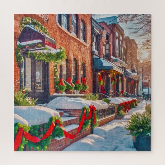 Charmante wintervakantiescene legpuzzel (Verticaal)