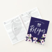 Charmante Witte Bloemen Marine Blauwe Recepten Notitieboek (Binnen)
