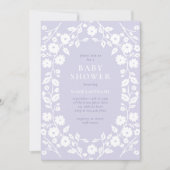 Charmante Witte Bloemen Pastel Paarse Baby shower Kaart (Voorkant)