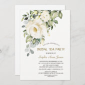 Charmante witte crème bloemen bruidstheepartij kaart (Voorkant / Achterkant)