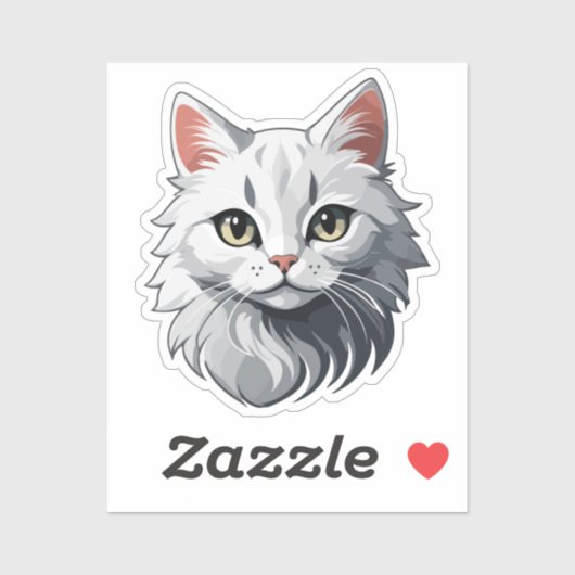 Charmante witte kat sticker (Vel)