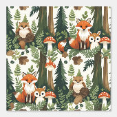 Charmante Woodland Creatures Forest Fox & Uil Behang (Voorkant)