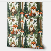 Charmante Woodland Creatures Forest Fox & Uil Behang (Afrollen)