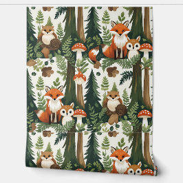 Charmante Woodland Creatures Forest Fox & Uil Behang