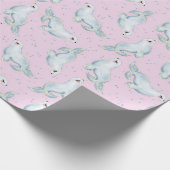 Charmante zeehond Ocean Animals in Pastel Pink Cadeaupapier (Hoek)