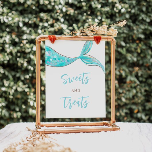 Charmante Zeemeermin Dessert Verjaardagsteken Poster