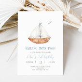 Charmante zeilboot 2e verjaardagsfeestuitnodiging kaart