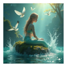 Charmante zoete zeemeermin zittend onder de zon