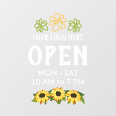 Charmante Zonnebloemen Uw Logo Openingstijden Raamsticker (Vel)