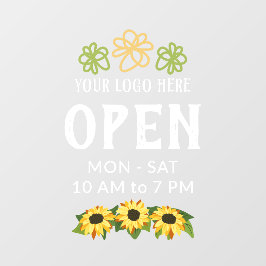 Charmante Zonnebloemen Uw Logo Openingstijden Raamsticker