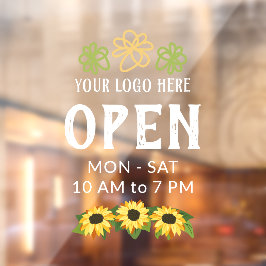 Charmante Zonnebloemen Uw Logo Openingstijden Raamsticker