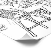 Charmante zwart wit Parijs Café Sketch Foto Afdruk (Hoek)