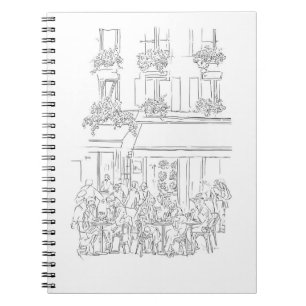 Charmante zwart wit Parijs Café Sketch Notitieboek