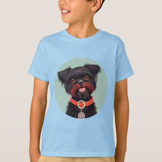 Charmante zwarte hond illustratie t-shirt (Voorkant)