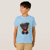 Charmante zwarte hond illustratie t-shirt (Voorkant volledig)