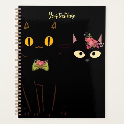 Charmante zwarte katten gele ogen planner (Voorkant)