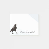 Charmante Zwarte Raven Strutting Vogel Wit & Grijs Post-it® Notes (Voorkant)