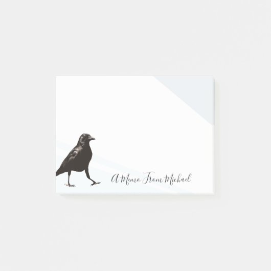 Charmante Zwarte Raven Strutting Vogel Wit & Grijs Post-it® Notes (Voorkant)