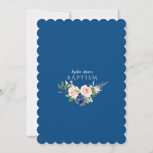 Charme Blush Klassieke Blauwe Bloemen Gouden Meisj Kaart (Achterkant)