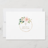 Charme Blush Roze Bloem Goud Meisje Foto Doop  Kaart (Achterkant)