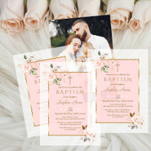 Charme Blush Roze Gouden Bloemen Meisje Doop