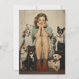  charme = een jonge vrouw omringd door honden kaart