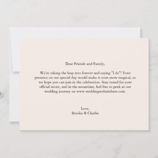 Charme en moderne foto save the date (Achterkant)