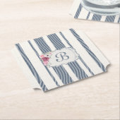 Charme Franse boerderij blauw en wit gestreept Kartonnen Onderzetters (Gekanteld)