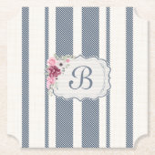 Charme Franse boerderij blauw en wit gestreept Kartonnen Onderzetters (Voorkant)