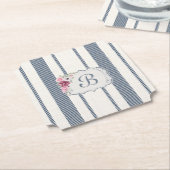 Charme Franse boerderij blauw en wit gestreept Kartonnen Onderzetters (Gekanteld)