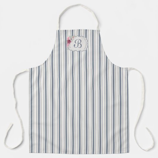 Charme Franse boerderij blauw en wit gestreept Schort (Voorkant)