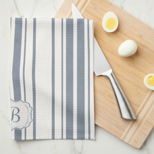 Charme Franse boerderij blauw en wit gestreept Theedoek (Quarter Fold)