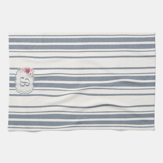 Charme Franse boerderij blauw en wit gestreept Theedoek (Horizontaal)