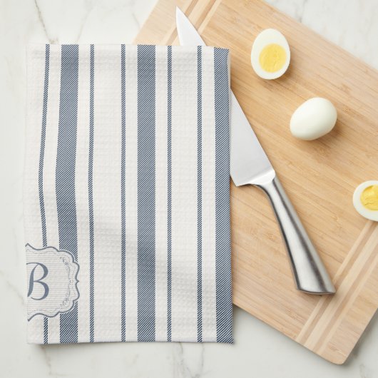 Charme Franse boerderij blauw en wit gestreept Theedoek (Quarter Fold)