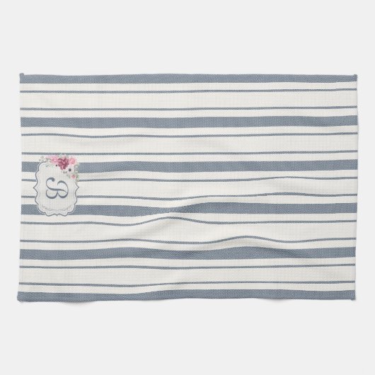 Charme Franse boerderij blauw en wit gestreept Theedoek (Horizontaal)