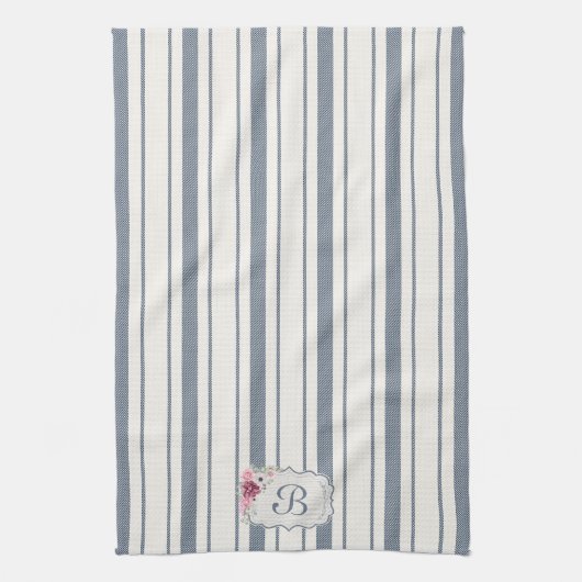 Charme Franse boerderij blauw en wit gestreept Theedoek (Verticaal)