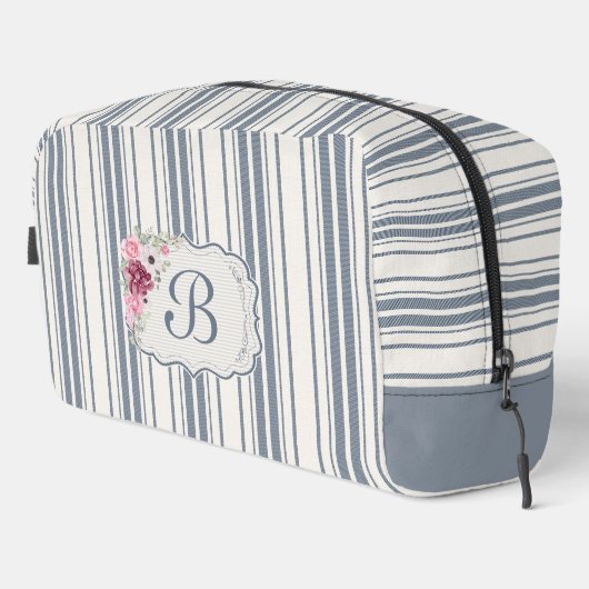 Charme Franse boerderij blauw en wit gestreept Toilettasje (Rechterhoek)