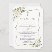 Charme Invitacion De Bautizo Con Flores Doop Kaart (Voorkant)
