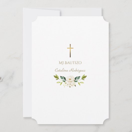 Charme Invitacion De Bautizo Con Flores Doop Kaart (Achterkant)