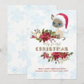 Charme Kid Mijn 1e Kerstmis Kitten Kerstman Poinse Feestdagenkaart (Voorkant / Achterkant)