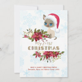 Charme Kind Mijn 1e Kerst Kitten Kerstman Poinsett Feestdagenkaart