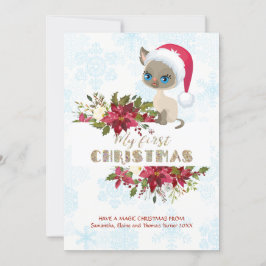 Charme Kind Mijn 1e Kerst Kitten Kerstman Poinsett Feestdagenkaart