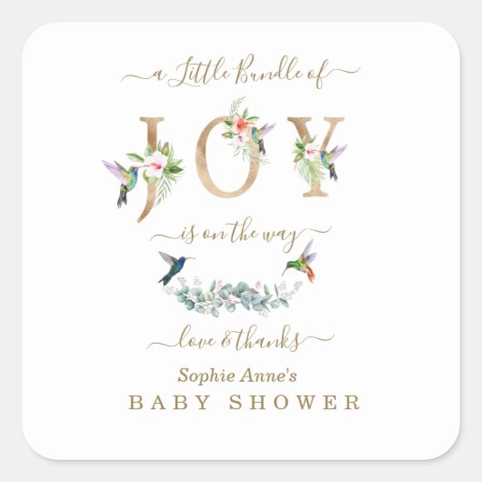 Charme Kleine Bundel Van Vreugde Kolibrie Baby Sho Vierkante Sticker (Voorkant)