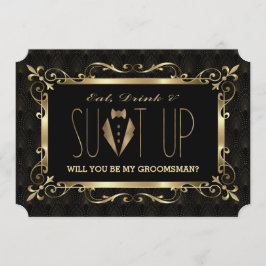 Charme Roaring 20s Goud Art Deco Wees mijn getuige Kaart
