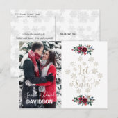 Charme Rode Bloemen Pine Fotovakantie Laat het sne Uitnodiging Briefkaart (Voorkant / Achterkant)