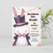 Charme Schattige Bunny TV Party Magic Show 1e Verj Kaart (Staand voorkant)