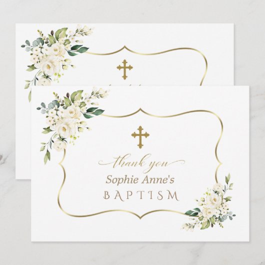 Charme uitnodiging De Bautizo Con Flores Doop (Voorkant / Achterkant)